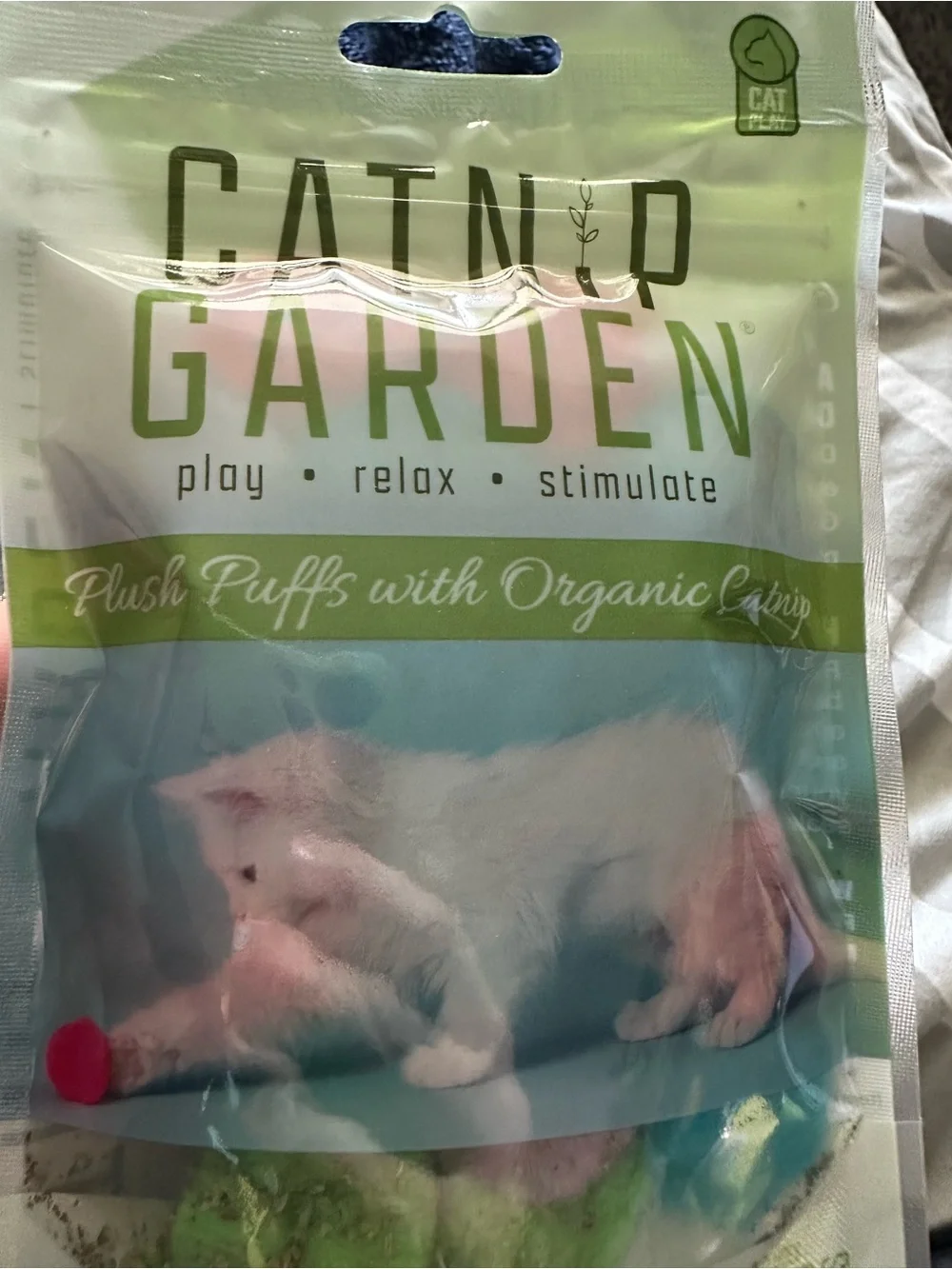 Plush puffs with catnip